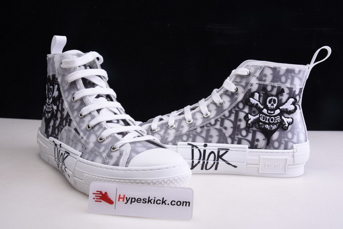 dio* b23 oblique high-top white sneaker